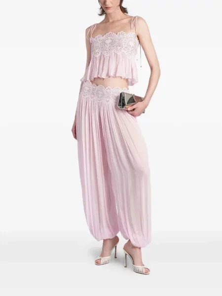 Pantaloni Retrofete din dantelă roz