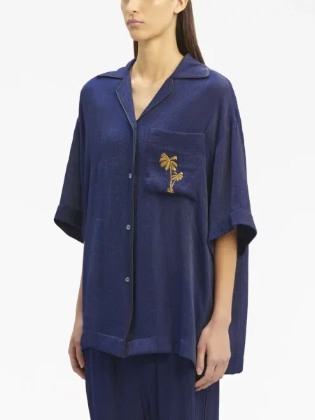 Cămașă Palm Angels cu broderie albastru