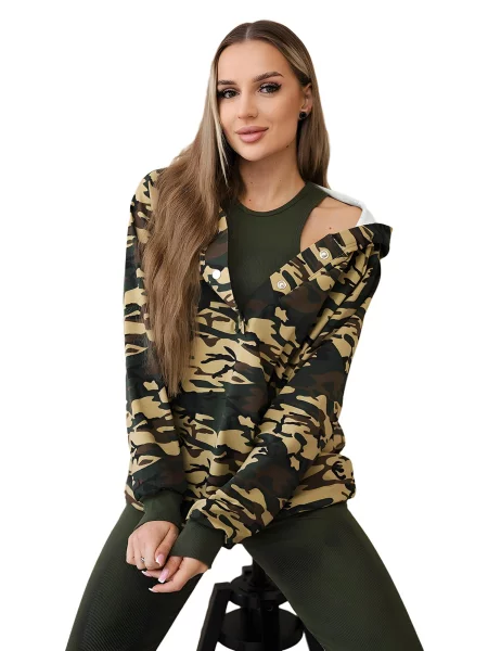 Moor set mikiny topu a legín khaki + béžová