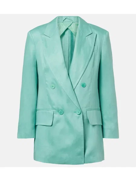 Sacou cu două rânduri de nasturi Max Mara de in cu model herringbone cu două rânduri de nasturi albastru