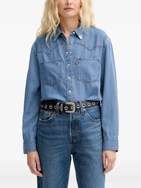 Curea Levi's® cu broderie cu cataramă cu dungi albastru