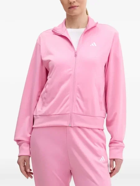 Komplet dresowy Adidas koronkowy sznurowany w paski różowy