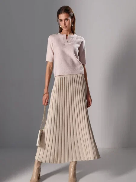 Спідниця міді TrikoBakh кремовий вовна/поліестер