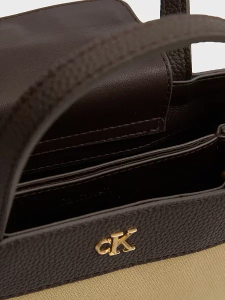 Сумка шоппер Calvin Klein из канваса бежевая