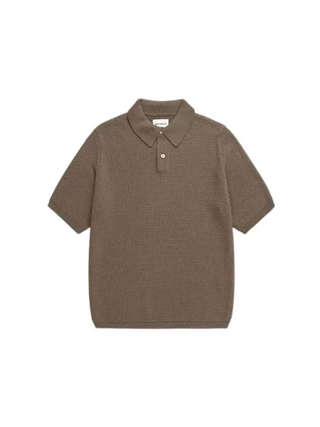 Koszulka polo Norse Projects z krepy brązowa