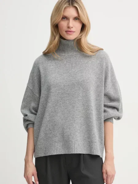 Gestuz pulover femei light cu guler gri