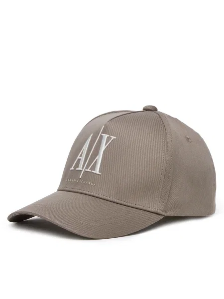Шапка с козирка Armani Exchange с апликация бежово