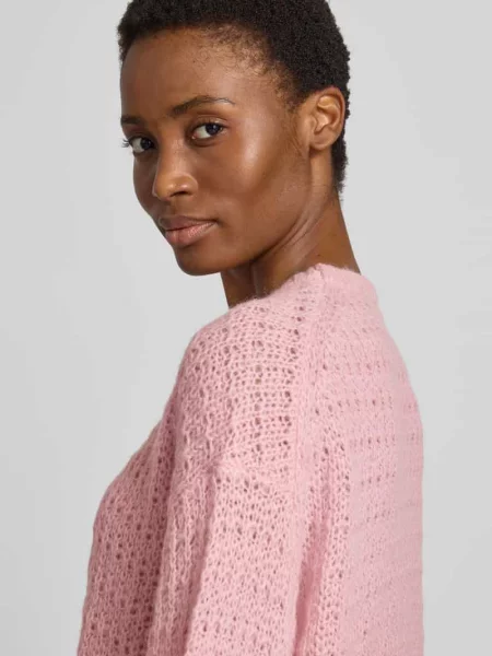 Sweter z dzianiny o kroju loose fit z wełną z alpaki dodatek wełny model Kasita' Joop! różowy