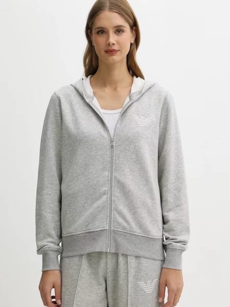 Pulover Emporio Armani Underwear s kapuco siva