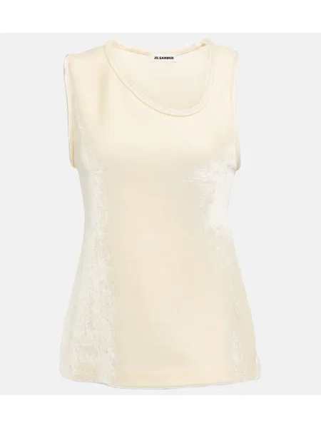 Top Jil Sander de catifea alb
