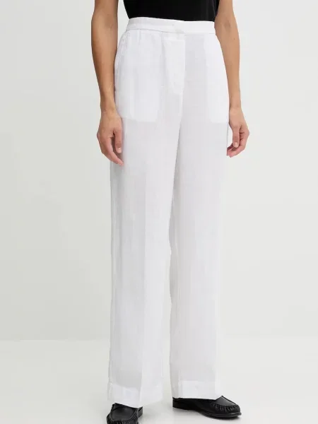 Lanene hlače Tommy Hilfiger bela