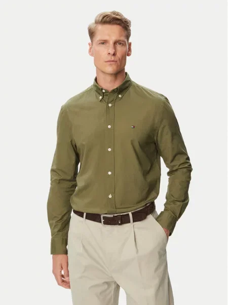 Tommy Hilfiger košulja za muškarce od pamuka zelena