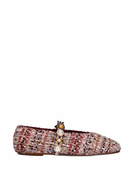 Balerini Jeffrey Campbell din tweed roșu