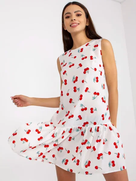 Rochie mini Fashionhunters cu imagine de costum alb