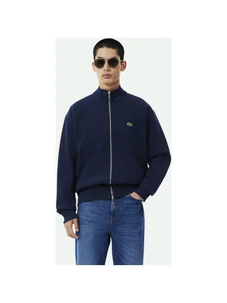 Bluza Lacoste Double Face Piqué Full Zip granatowy XS niebieska
