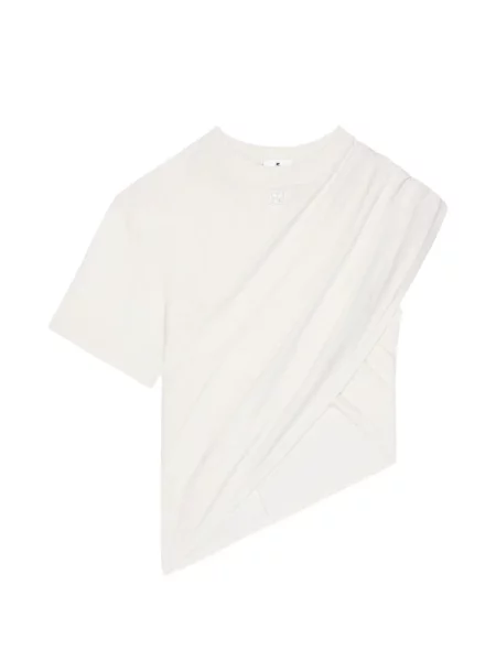 Tricou Courreges asimetric alb