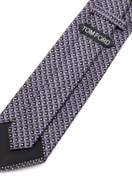 Cravată Tom Ford de mătase cu imprimeu geometric violet