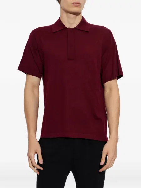 Tricou polo Lisa Yang din cașmir roșu