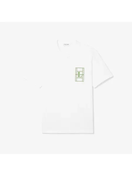 Lacoste Haftowany T-Shirt Z Grubego Dżerseju biały