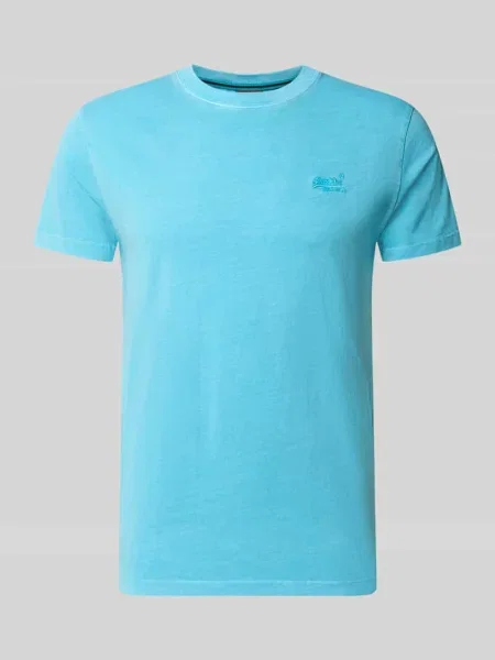 T-shirt z okrągłym dekoltem i wyhaftowanym logo Superdry niebieska