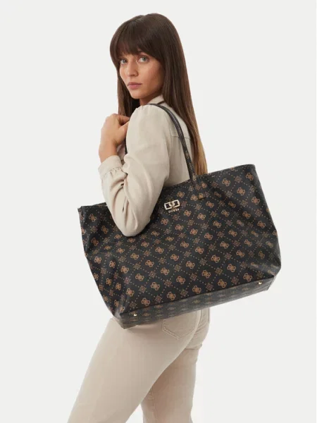 Kabelka Guess Emelie Logo hnedá