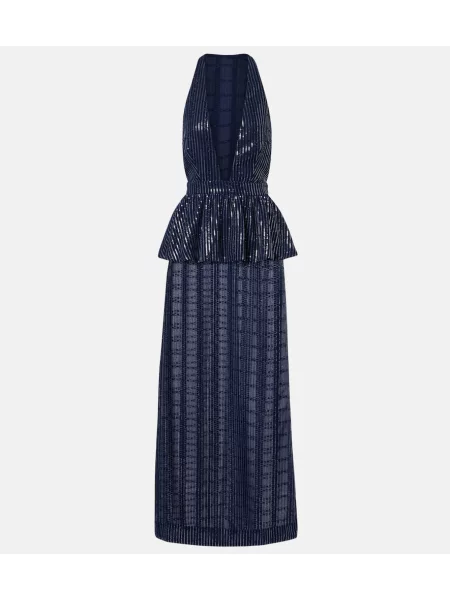 Peplum oblekové maxi šaty Adriana Degreas modrá