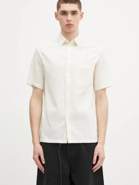 Samsoe Samsoe cămașă de in Sataro cu guler clasic regular bej