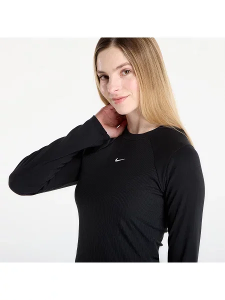Tricou Nike Sportswear Chill Knit Tight Long-Sleeve Ribbed Top Black/ Sail L negru