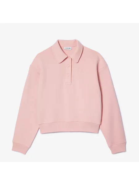 Lacoste Bluza Dresowa Z Haftowanym Golfem różowa