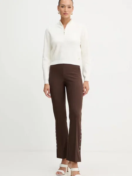 Karl Lagerfeld spodnie proste high waist brązowy