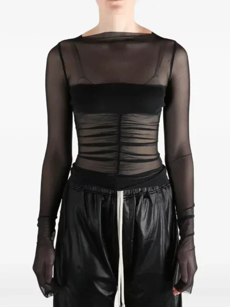 Top Rick Owens cu volane negru