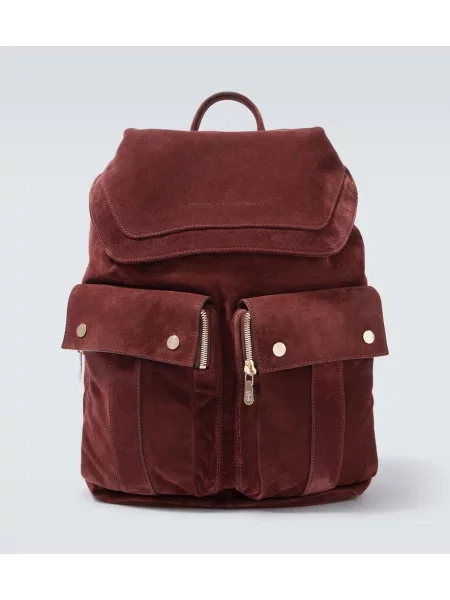 Rucsac Brunello Cucinelli din piele de căprioară maro