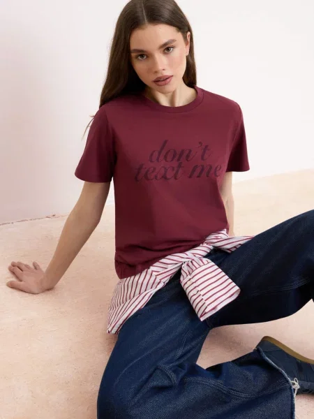 Trendyol Tricou vin / roşu închis roșu