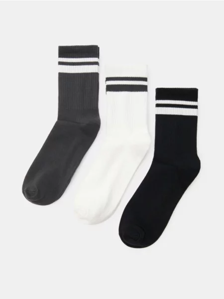 Sinsay Dlouhé pruhované ponožky 3 pack vícebarevná