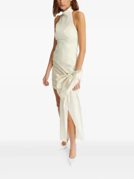 Rochie mini Rotate Birger Christensen cu funde cu gât halter de costum alb