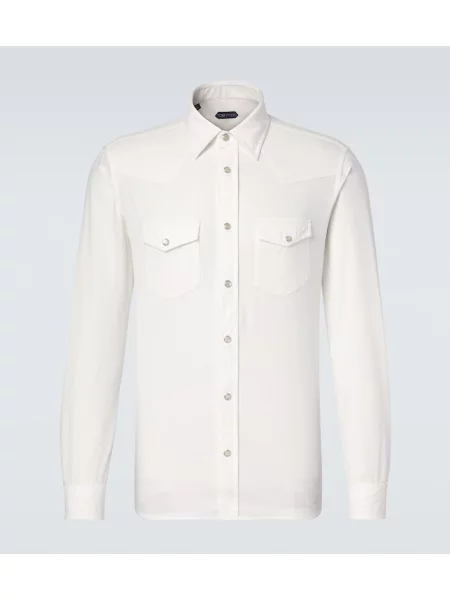 Cămașă Tom Ford de catifea cord alb