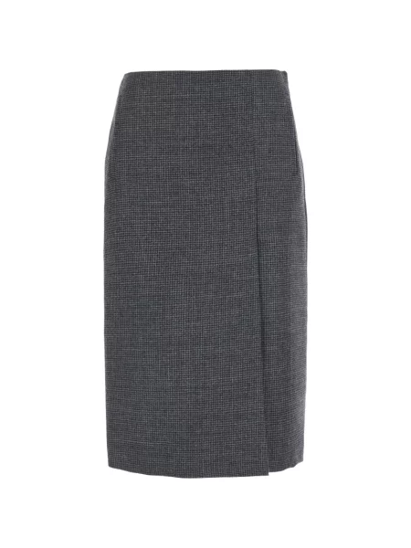 Fustă midi Grifoni de lână cu model pepito gri