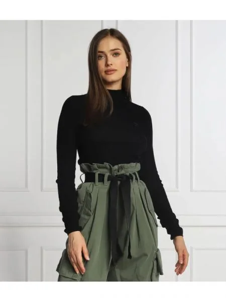 Pinko de lână pulover negroni lupetto cu adaos de cașmir negru