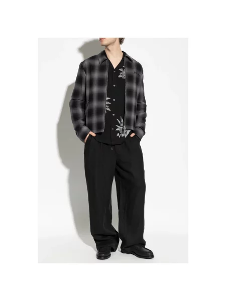AllSaints spodnie lniane SHARP czarne