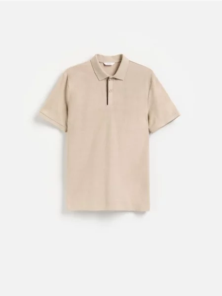 Reserved Tricou polo regular fit structurată bej