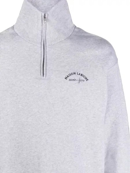 Pulover Maison Labiche cu autograf gri