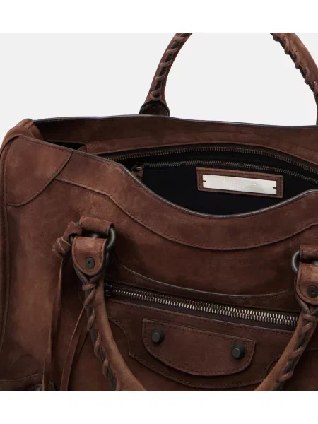 Top Balenciaga din piele maro