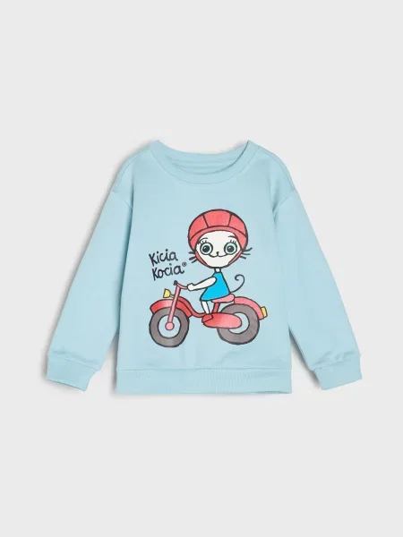 Sinsay Mikina typu crewneck Kitty Kotty světle modrá