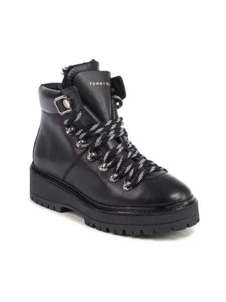 Botki Tommy Hilfiger skórzane czarne