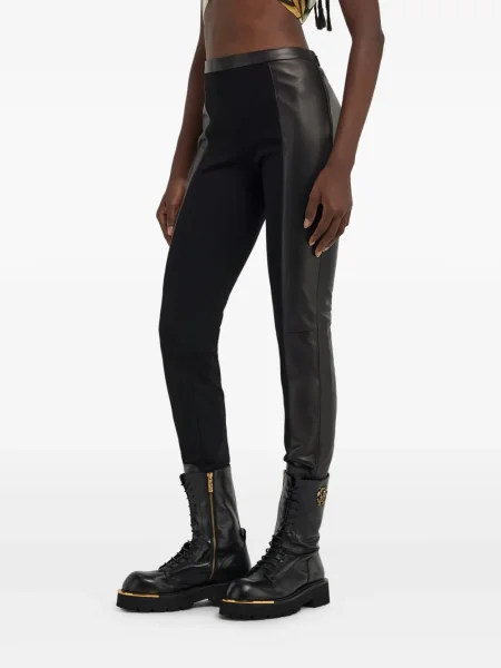 Leggings Roberto Cavalli din piele negru