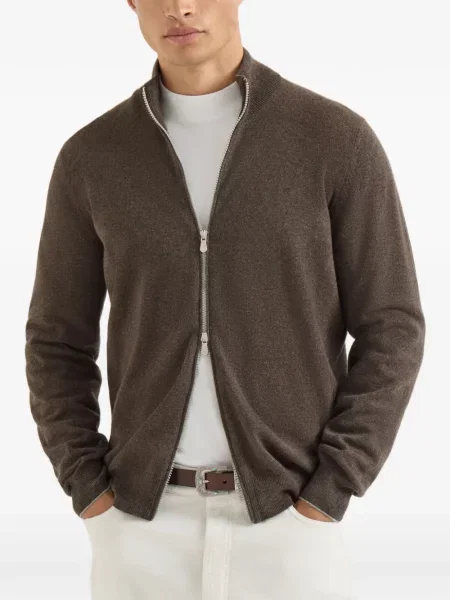 Cardigan Brunello Cucinelli din cașmir maro