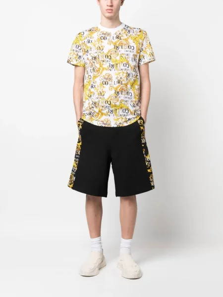 Raštuotos džinsiniai šortai Versace Jeans Couture juoda