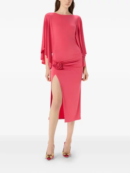 Rochie midi Blumarine cu model floral cu aplicații roz