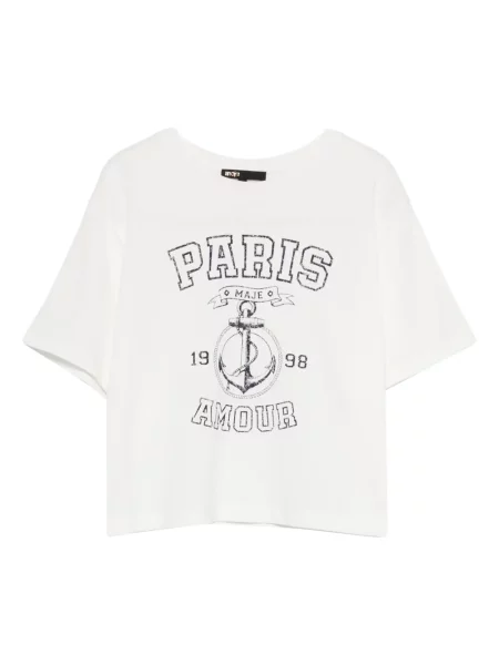 Grafic tricou Maje cu imagine alb