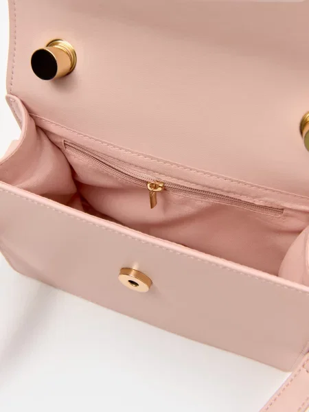 Сумка з бантом і декоративною підвіскою у формі серця пастельний рожевий